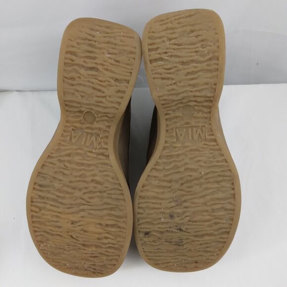 Y2K Chunky Heel Platform Brown Leather Ankle Boots MIA Womens Size 8M - Picture 11 of 12